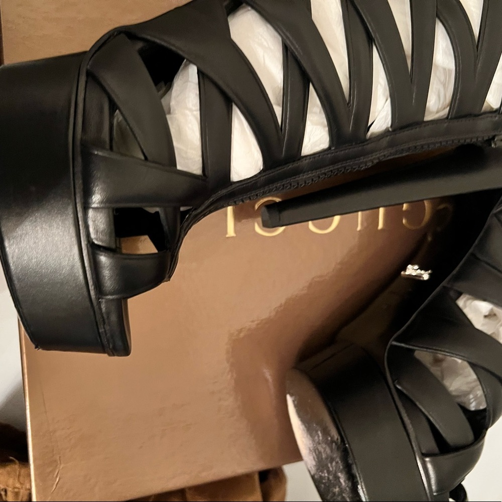 Gucci Black Leather Lifford Cage Platform Sandals Size 38 - Picture 4 of 9